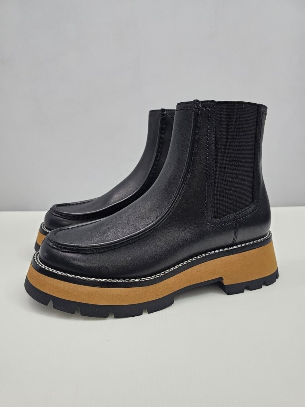 3.1 Philip Lim Kate Chelsea Boots Womens EU 39 Black Leather Platform Lug Sole